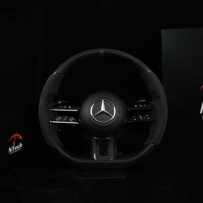 In-Stock Black Braided Carbon Steering Wheel – Black Alcantara Grips for Mercedes Class A, C, E, CLA, GLA, GLE, GLS (2018+) (Copy)