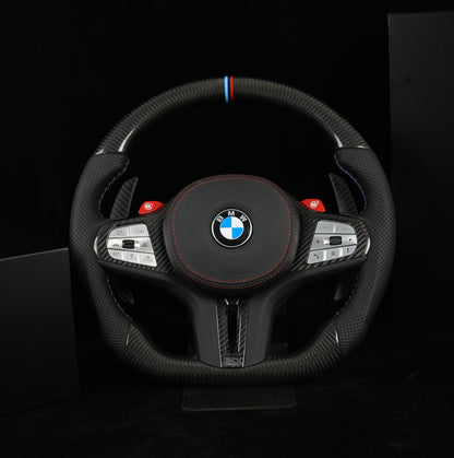 Volant en Stock Carbone tressé noir cuir perforé noir garniture pleine tressé noir  M1 M2 BMW Série G 2019+