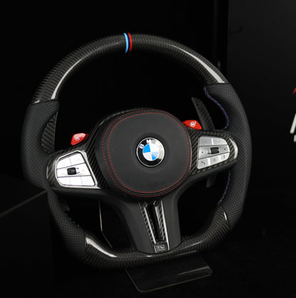 Volant en Stock Carbone tressé noir cuir perforé noir garniture pleine tressé noir  M1 M2 BMW Série G 2019+