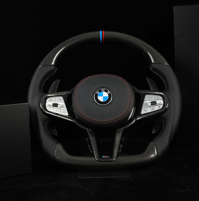 In-Stock Steering Wheel - Black Woven Carbon, Black Perforated Leather, Black Woven Carbon Trim, Alcantara - BMW G-Series 2019+