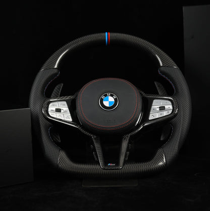Volant en Stock Carbone tressé noir cuir perforé noir garniture carbone tressé noir Alcantara BMW Série G 2019+