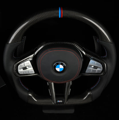 Volant en Stock Carbone tressé noir cuir perforé noir garniture carbone tressé noir Alcantara BMW Série G 2019+